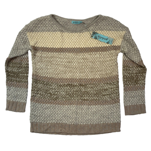 Goddis Crew Pullover Striped Chunky Knit Sweater S M Grey Cozycore Cotton NWT - Picture 1 of 10